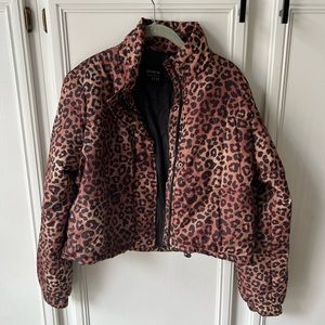 Cheetah Print Crop Puffer Jacket